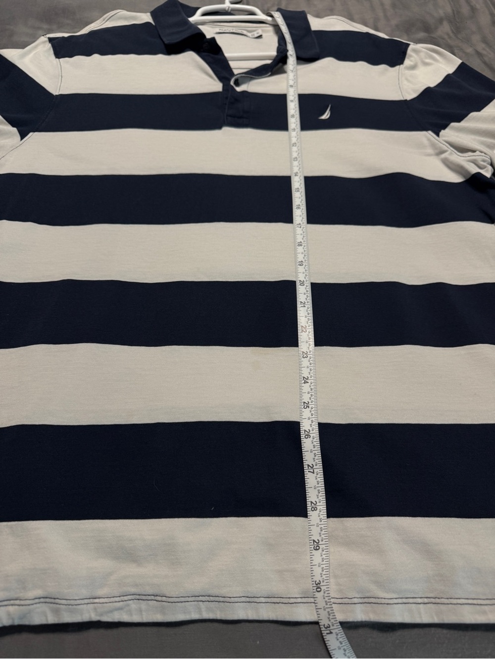 Nautica Wide Stripe Polo in Navy and White